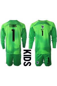 Frankrijk Hugo Lloris #1 Doelman Babytruitje Uit tenue Kind WK 2022 Lange Mouw (+ Korte broeken)